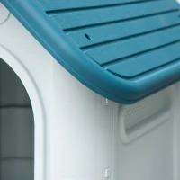 PawHut Caseta para Perros Mini para Uso Interior y Exterior con respiraderos Estilo Cabaña Resistente 59x75x66 cm Azul y Gris(m-8)