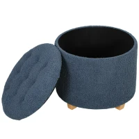 HOMCOM 40.5L Teddy Fleece Storage Ottoman - Blue(m-11)