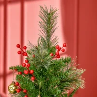 HOMCOM 5ft Pencil Artificial Christmas Tree with Realistic Branches, Red Berries, Auto Open, Green(m-8)