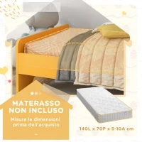 ZONEKIZ Lettino per Bambini 3-6 Anni con Sponde Laterali Anticaduta in MDF, 143x74x66 cm, Giallo(m-7)
