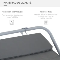 HOMCOM Bain de Soleil transat de Jardin chaise longue Bascule hamac tétière inclus pour Jardin, Piscine, Terrasse dim. 212L x 130l x 60H cm Gris(m-6)