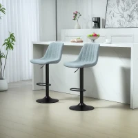 HOMCOM Set of Two Chenille-Feel Tub Bat Stools - Blue(m-2)