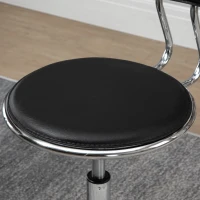 HOMCOM Tabouret à roulettes tabouret de massage pivotant 360° - ergonomique avec dossier - hauteur assise réglable 43,5-59 cm - revêtement synthétique noir et métal chromé(m-8)