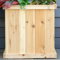 Outsunny 37L Wooden Garden Planter & Bench Combination Garden Raised Bed Patio Park Natural 176 x 38 x 40 cm(m-8)