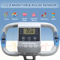 HOMCOM 2-in-1 Folding Exercise Bike with 8-Level Magnetic Resistance, Arm Resistance Band, Pulse Sensor, Grey(m-4)