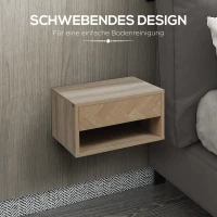 HOMCOM 2er-Set Nachttische, Nachtschränke, Schwebedesign, Schublade, offenes Regalfach, Holzoptik, 37 x 32 x 21 cm(m-5)