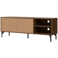 HOMCOM Mobile Porta TV fino 65" con 2 Armadietti e 2 Vani Aperti in Legno, 150x40x56cm, Marrone(m-10)