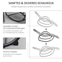 Outsunny Schaukelstuhl Schaukelliege mit Kopfkissen Gartenliege Schwungliege bis 160 kg belastbar Texteline Grau 61 x 160 x 79 cm(m-4)