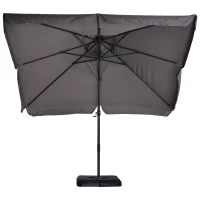 Outsunny Sonnenschirm UV30+ Ampelschirm Roma Schirm mit Ständer und 4 Gewichten inkl. Schutzhaube Alu Grau 270 x 270 x 260 cm(m-4)