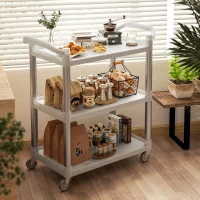 HOMCOM Carrito de Cocina de 3 Niveles Carrito de Almacenamiento de Aluminio Carga 105 kg para Comedor Sala 88x44x93 cm Blanco(m-8)