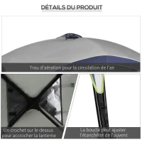 Outsunny Tonnelle barnum Tonnelle de Camping Tonnelle jardin en dôme dim. 4L x 4l x 2,5H m métal époxy polyester haute densité 190T Tente Imperméable Moustiquaires Pavillon Jardin gris(m-5)