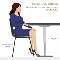 HOMCOM Lot de 2 chaises de salle à manger design bohème en résine tressée et piètement métal 44 x 58 x 85 cm noir(m-6)