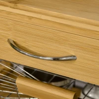 HOMCOM Carrello da Cucina con Cassetto, Armadietto e Cestino Estraibile in Legno con Ruote Girevoli, 66x36x79cm(m-9)