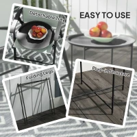 Outsunny Steel Removable Tray Top Garden Table - Black(m-4)