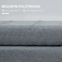 HOMCOM Sitzbank mit Stauraum, Ottomane, Flurbank, Knopfheftung,125,1 cm x 48,9 cm x 41,3 cm, Grau(m-6)