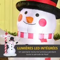 HOMCOM Bonhomme de neige gonflable avec pancarte 3 LED polyester imperméable hauteur 213 cm blanc(m-4)