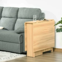 HOMCOM Klapptisch Esszimmertisch Beistelltisch mobiler Tisch klappbarer Küchentisch Schreibtisch Beistelltisch Ablagefläche mit Rollen Natur 140 x 80 x 74 cm(m-7)