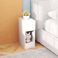 HOMCOM Nachttisch, moderner Beistelltisch mit Schublade und Regal, für Schlafzimmer, Wohnzimmer, Holz, Weiß(m-8)