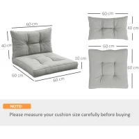 Outsunny 2-Piece Seat Cushions Back Pillows Replacement, Patio Chair Cushions Set for Indoor Outdoor, Light Grey(m-3)