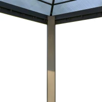 Outsunny Pavillon mit Polycarbonatdach, Vorhänge mit Fliegennetz, Alugestell, grau, 3 x 3 x 2,6 m(m-8)