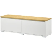 HOMCOM Mobile Porta TV fino a 65" con Armadietti e Ante a Ribalta in Truciolato, 140x37x45cm, Bianco e Color legno(m-10)