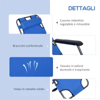 Outsunny Lettino Sdraio Pieghevole e Richiudibile da Giardino in Tessuto Oxford, 135x60x89cm - Blu(m-6)