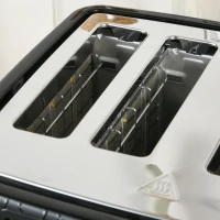 HOMCOM 4 Slice Toaster with 7 Browning Levels, High Lift, Reheat/Defrost/Cancel, Self-centring Function, Removable Crumb Tray, Auto Off, 1600W, Black Honeycomb Texture(m-8)