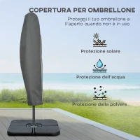 Outsunny Ombrellone Decentrato a 6 Stecche con Manovella e Base a Croce, in Metallo e Poliestere, Ø292x247 cm, Beige(m-7)