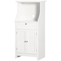 HOMCOM Meuble armoire micro-ondes pour cuisine avec 1 tiroir, 2 Portes 60 x 40 x 122,5 cm - MDF - Blanc(m-10)