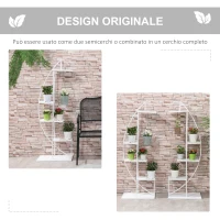 Outsunny Fioriera in Metallo a 5 Ripiani, 2 Pezzi, per Interni ed Esterni, 53x33x154cm, Bianco(m-4)
