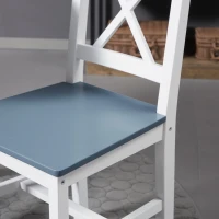 HOMCOM Dining Chairs Set of 2, Pine Wood Kitchen Chairs with Cross Back, Solid Structure for Living Room and Dining Room, White(m-8)