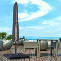 Outsunny Outdoor Cantilever Umbrella Cover Parasol with Rod, Zipper, Dark Grey(m-11)