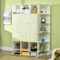 HOMCOM Mobile Scarpiera Modulare Salvaspazio, Pannelli a Cubo e Triangolo in PP e Acciaio, 145x47x196 cm, Bianco(m-2)