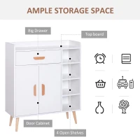 HOMCOM Sideboard, Side Cabinet, Floor Cupboard with Storage Drawer for Hallway, Kitchen, Bedroom, Living Room, White(m-4)