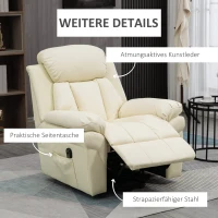 HOMCOM Relaxsessel mit Aufstehhilfe, inkl. Fußstütze und Kopfstütze, 1 Fernbedienung, Cremeweiß(m-6)