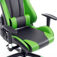HOMCOM Silla de Oficina Silla Ergonómico Reclinable y Basculante Altura Ajustable Giratorio con Ruedas Reposacabezas y Soporte Lumbar Carga 120 kg 67x67x123-132 cm Verde(m-9)