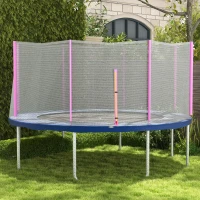 SPORTNOW Rete di Protezione per Trampolini a 8 Pali con Ingresso con Cerniera, in PE, Ø366x180 cm, Nero e Rosa(m-7)