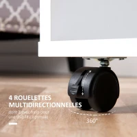 HOMCOM Armoire penderie étagère 2 niches penderie 4 roulettes pivotantes dim. 60L x 40l x 128H cm Coloris Blanc(m-5)