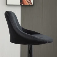 HOMCOM Barhocker 2er Set Höhenverstellbar Drehbar Barstühle mit Samtoptik Tresenhocker mit Rückenlehne mit Diamant-Tufting und Fußstütze für Bar, Theke, Esszimmer, Stahl Schwarz(m-8)