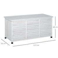 Outsunny Baúl de Almacenaje Exterior 284L Arcón de Jardín de Madera Impermeable con Tapa Abrible y Diseño Persiana 127x56x60 cm Blanco(m-3)
