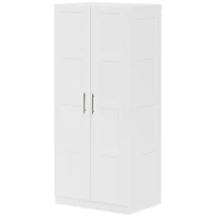 HOMCOM Double Paneled Door Wardrobe, with Shelves - White(m-11)