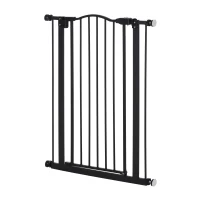 PawHut Pressure Fit Dog Stair Gate No Drilling Safety Gate Auto Close for Doorways, Hallways, 74-80cm Adjustable, 94cm Tall, Black(m-8)