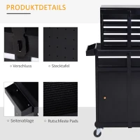 DURHAND Werkstattwagen Werkzeugschrank Werkzeugkasten mit 5 Schubladen 360°-Rollen Metall 60 x 28 x 104,5 cm(m-7)