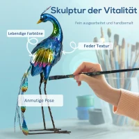 Outsunny Gartenstatur Gartendekoration Pfau, 25 x 29 x 59 cm, Mehrfarbig(m-4)