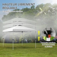Outsunny Tonnelle barnum pavillon de jardin pop-up pliant 3 x 3 m avec sac de transport à roulettes, hauteurs réglables(m-6)