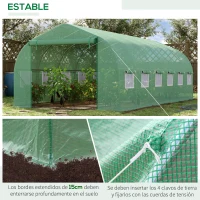 Outsunny Invernadero de Exterior Invernadero de Túnel 6x3x2 m Invernadero de Jardín Grande con 12 Ventanas y Puerta Enrollable con Cremallera Macro de Metal para Cultivo Plantas Verde(m-5)
