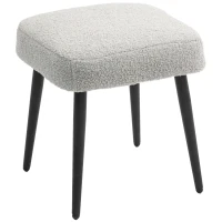 HOMCOM Hocker, Fußstütze, gepolsterter Sitz, Kaschmir-Optik, Stahlbeine, 42 x 42 x 44 cm, Hellgrau(m-10)