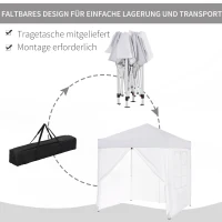 Outsunny Faltpavillon, Bierzelt, 4 abnehmbare Seitenwände, 2 Fenster, Metallrahmen, 2 x 2m, Weiß(m-6)