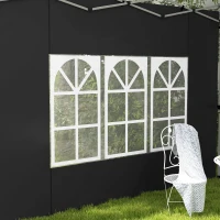 Outsunny Gazebo Side Panels, Sides Replacement with Window for 3x3(m) or 3x4m Pop Up Gazebo, 2 Pack, Black(m-9)