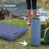 Outsunny Luftmatratze, Campingmatte, wasserabweisend, reißfest, mit Fußpumpe, Nylon, 200L x 60B x 10H cm, Blau(m-7)